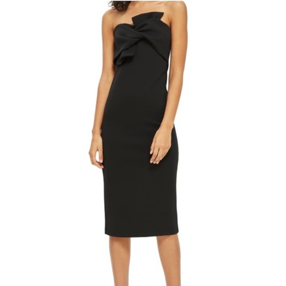 Topshop Dresses Topshop Bow Twist Textured Midi Dress In Black